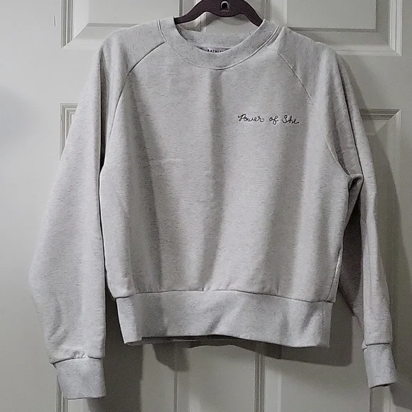 Athleta Power of She Crewneck Womens Sweater Light Gray Small - Picture 1 of 10